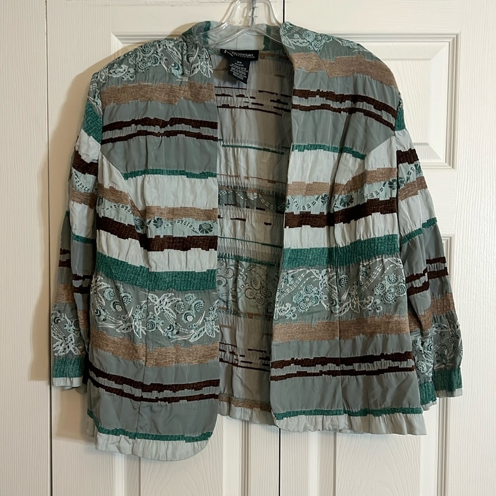 Kwoman Collection Women’s Size 16W Lightweight Jacket/Blazer Green Brown. G1